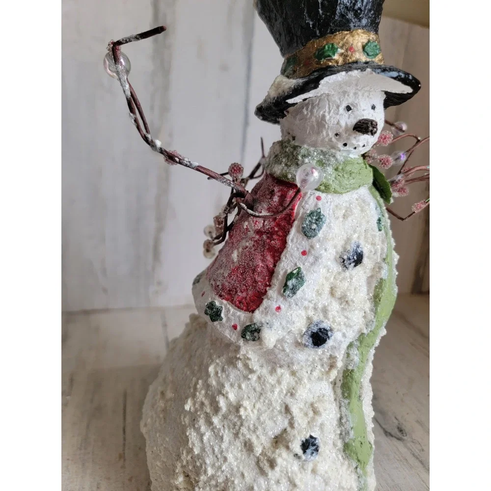 Vintage glitter snowman plaster Xmas mistletoe unique pinecone home decor